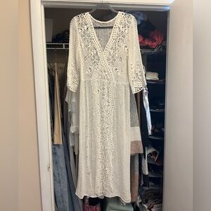 Soft Surroundings crochet coverup. Bridal, bachelorette. Medium petite